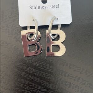 Silver Letter B Earrings